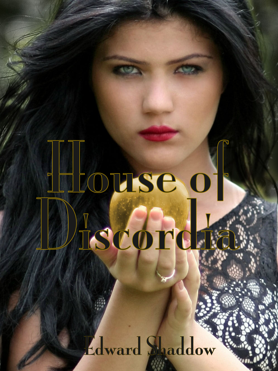 House of Discordia book cover with a woman with black hair holding a golden apple